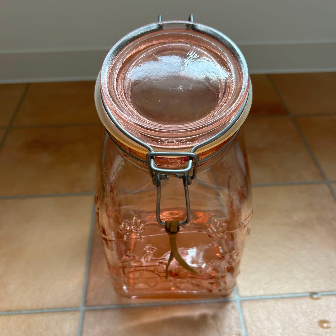 アンティーク ピンクガラス製品 キャニスター パスタ入れ 2個セット