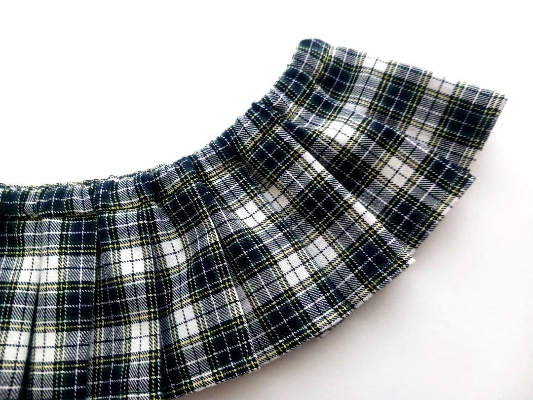LOVOTラボット服ハンドメイド　265　白黒系チェックのタックスカート