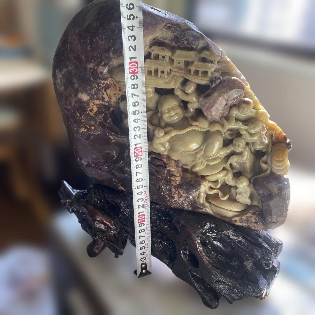 石の置物　骨董品 中国 寿山石 大きなサイズ 非常に重い 10.5kg