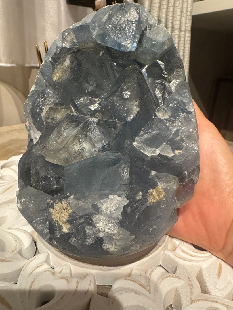 BIG！濃ブルーセレスタイト3.4kg超＆高品質　空色ブルー