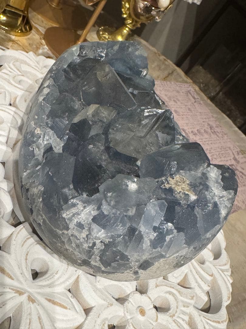 BIG！濃ブルーセレスタイト3.4kg超＆高品質　空色ブルー