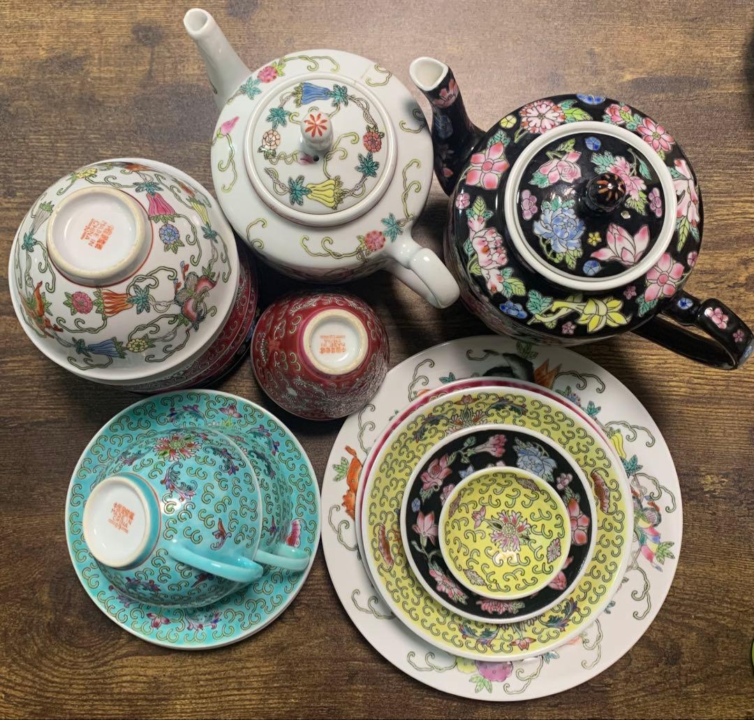 景徳鎮 食器20点セット 急須 茶碗 湯呑 皿 カップ