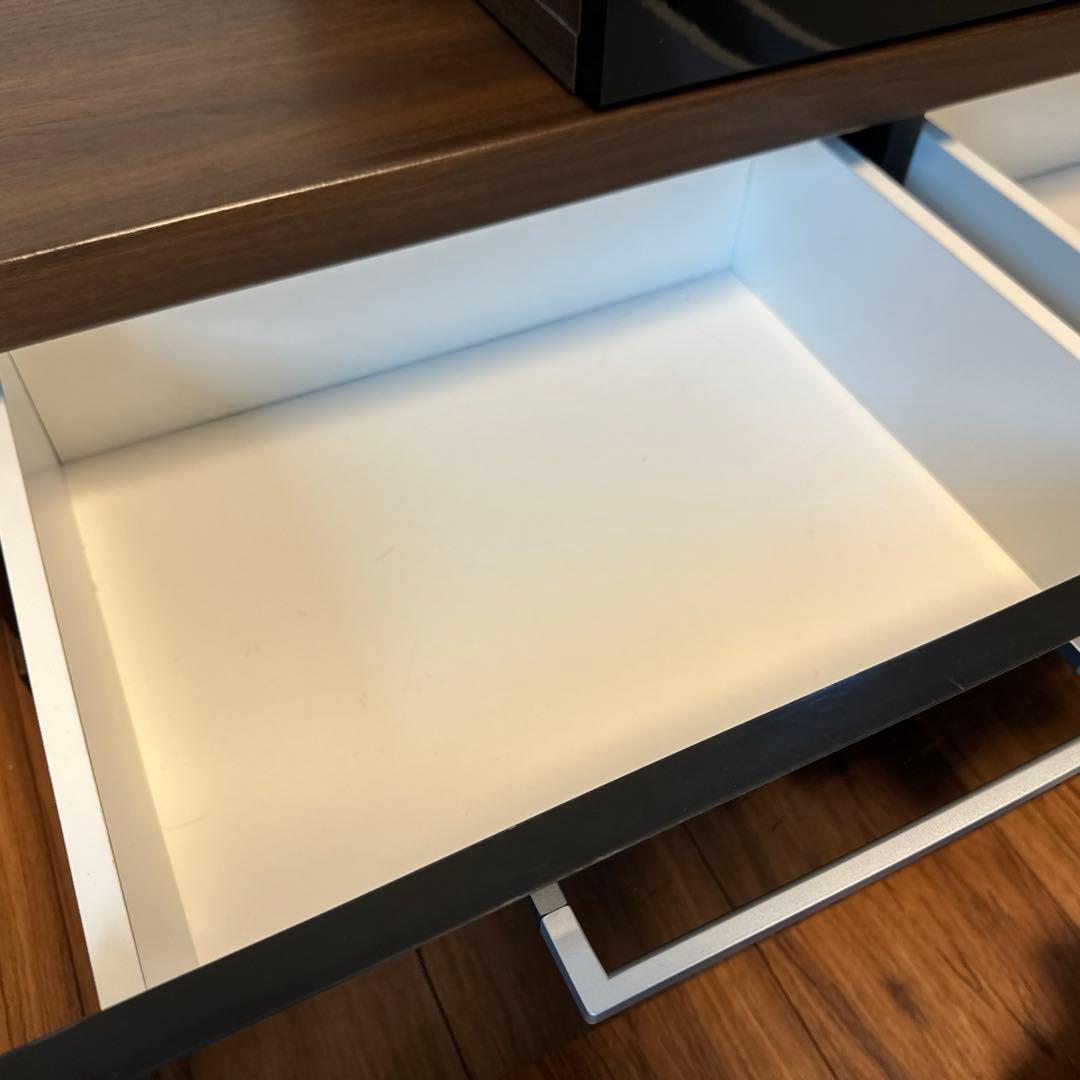 NOCE ダークブラウン テレビ台 キャスター付 二段の伸縮可能 引き出し2つ