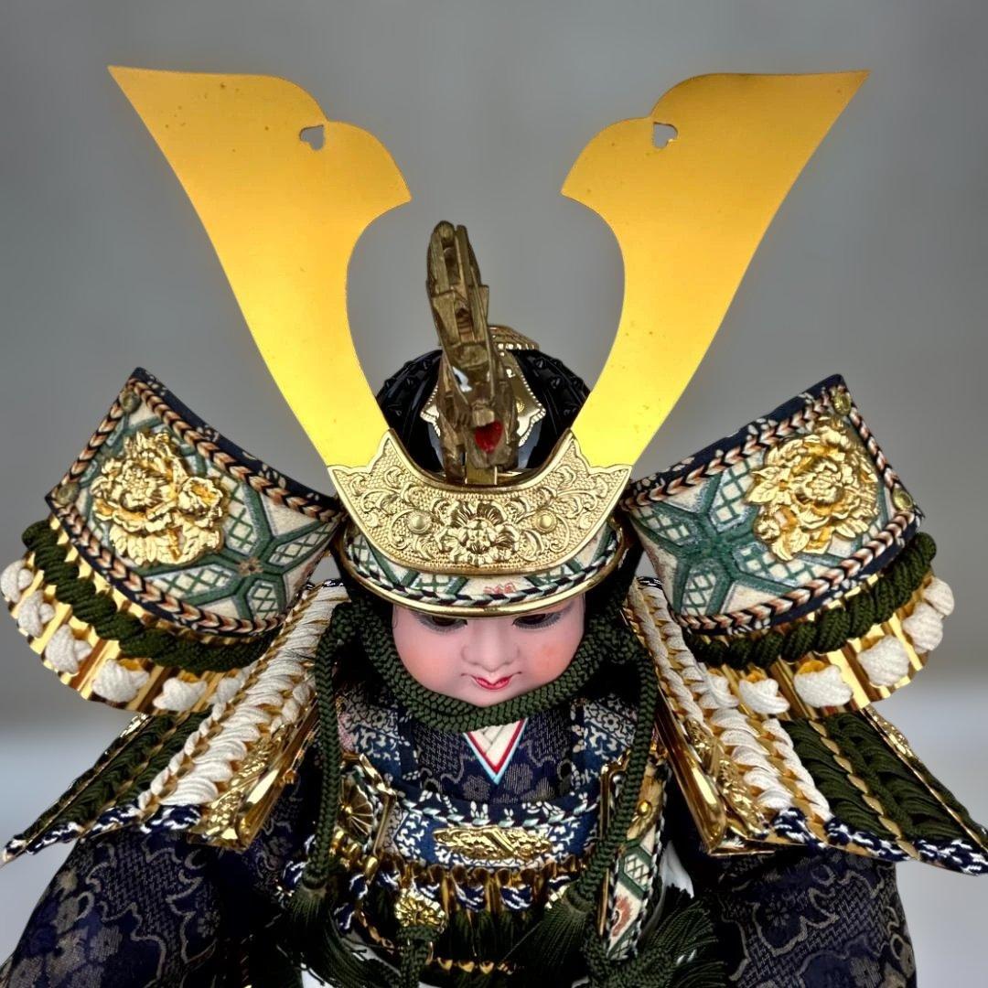 五月人形　久月　若大将飾　屛風・床飾布付き　武者大将