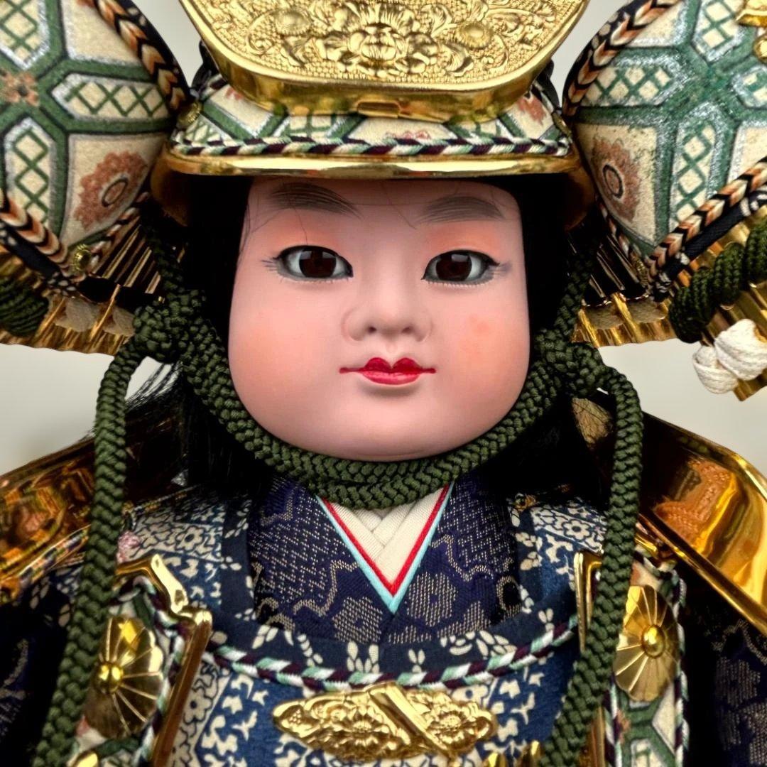 五月人形　久月　若大将飾　屛風・床飾布付き　武者大将