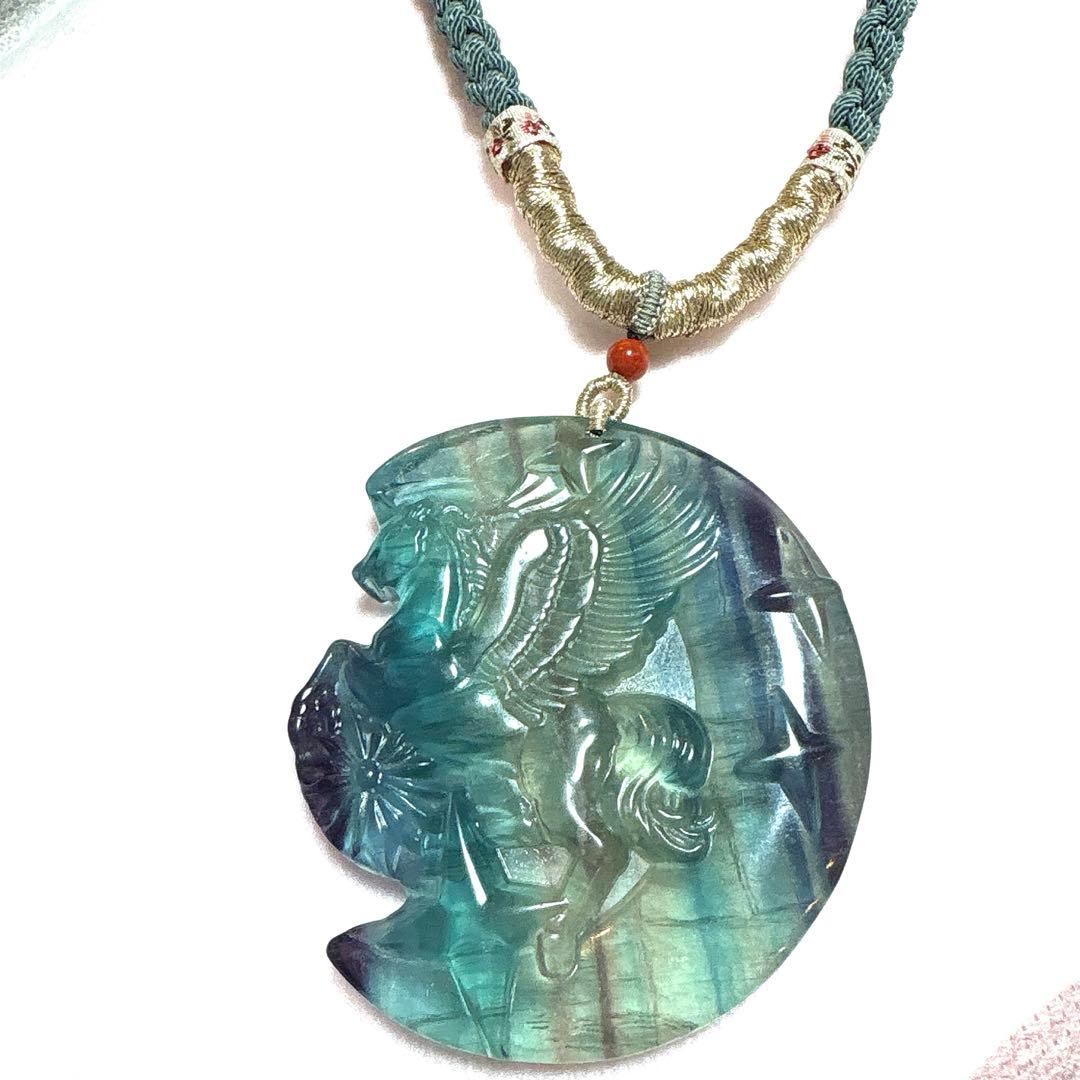 厳選⭐︎天然石　癒しのグリーンフローライト　ペガサス　特別なペンダント　翼　高品質