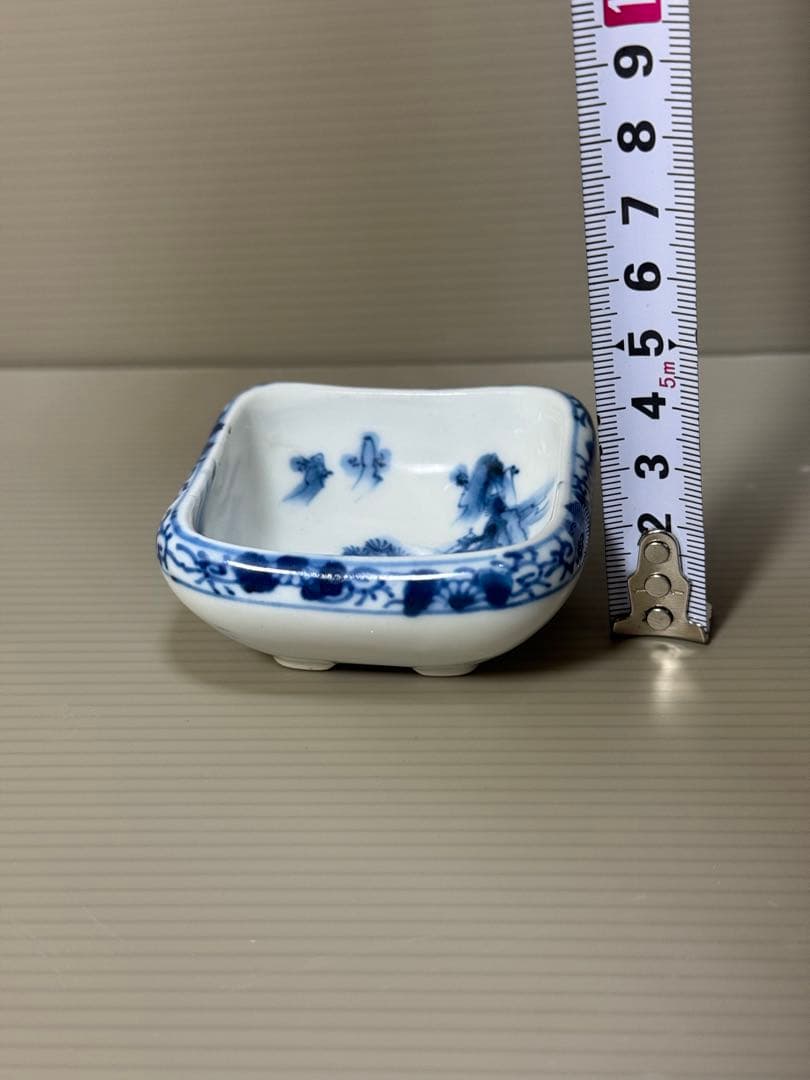 2223 九谷焼　角福　染付山水　小鉢　10客　時代物