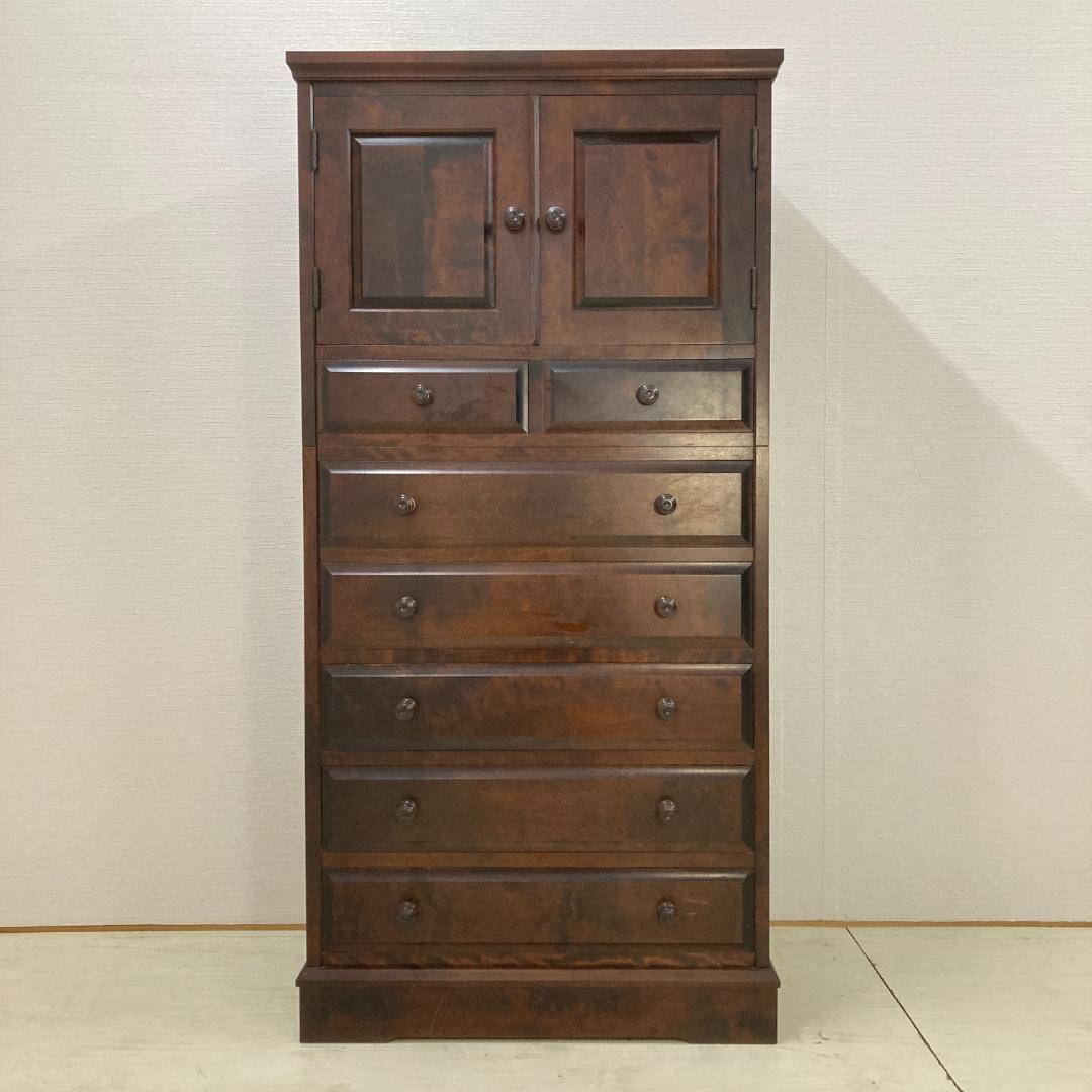 北海道民芸家具 7段チェスト 整理箪笥 ハイチェスト 収納家具　樺材