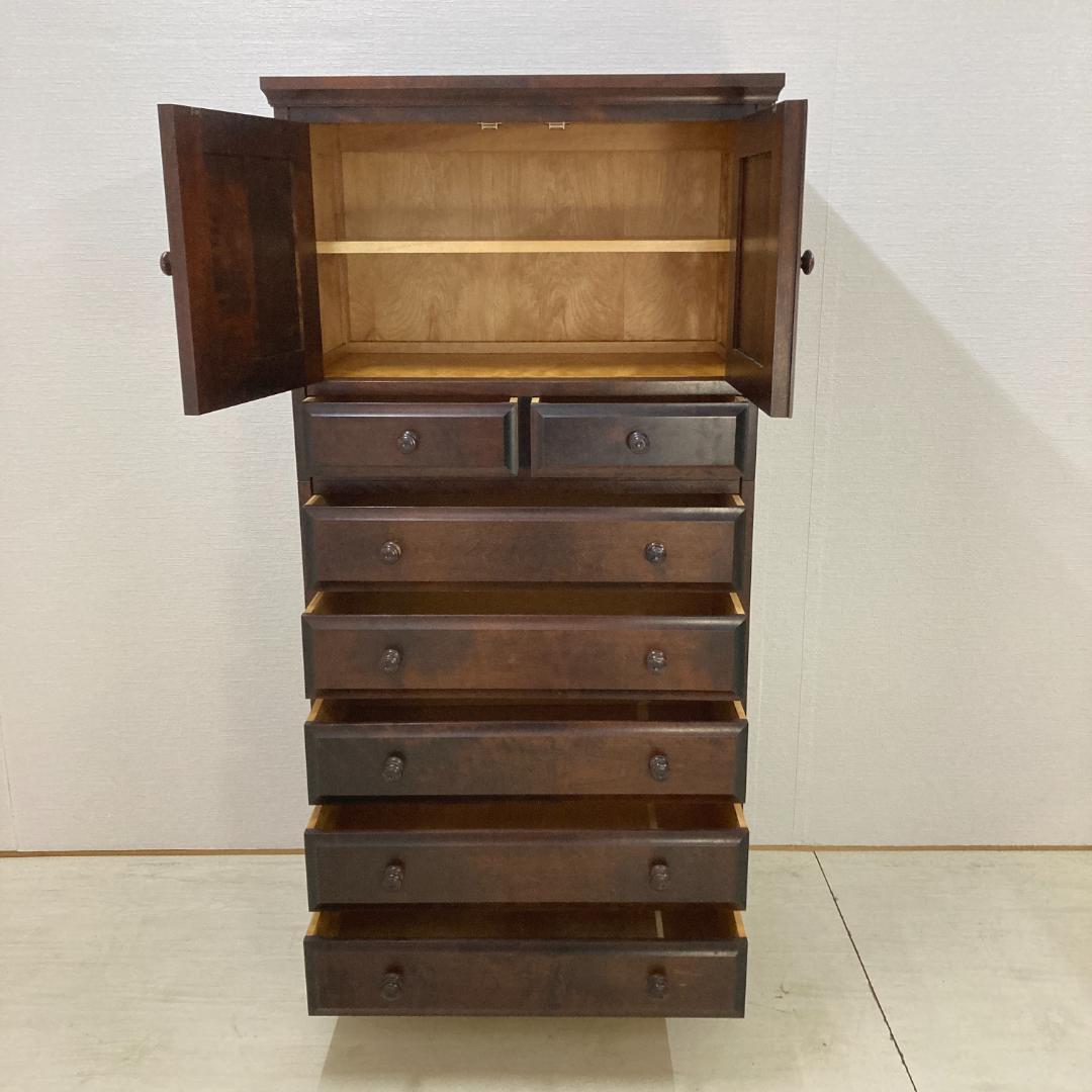 北海道民芸家具 7段チェスト 整理箪笥 ハイチェスト 収納家具　樺材