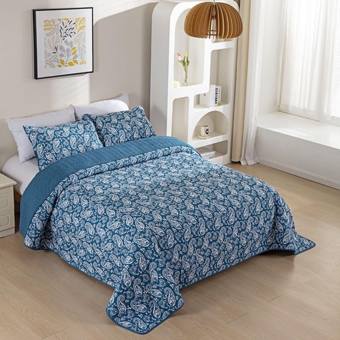 キルトベッドカバー3点セット綿マルチカバー キルティング 002