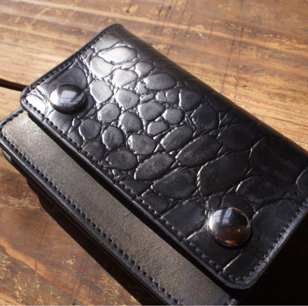 【即納品】ミニトラッカーウォレット シルバー 3層 ハンドメイド