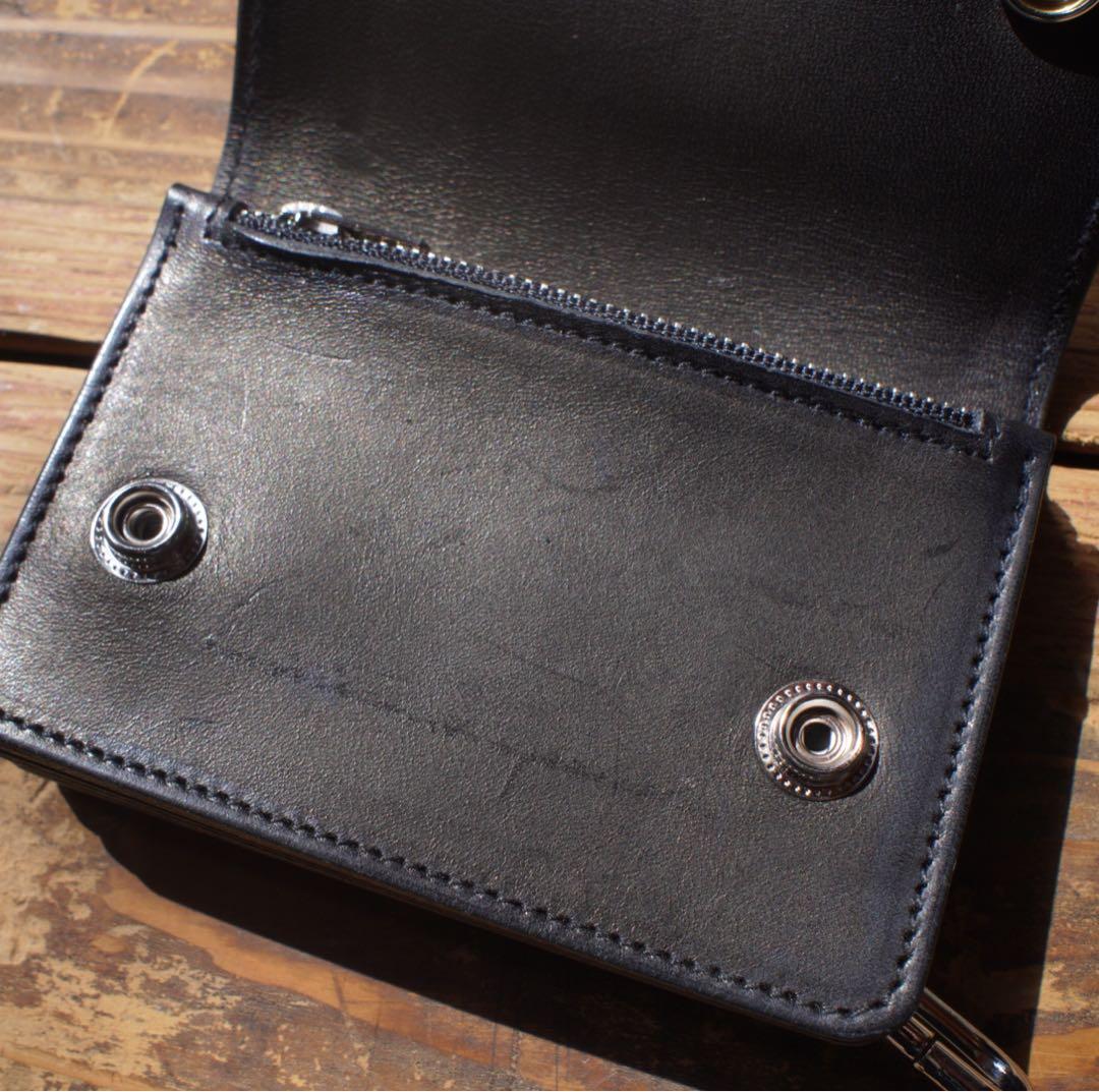 【即納品】ミニトラッカーウォレット シルバー 3層 ハンドメイド