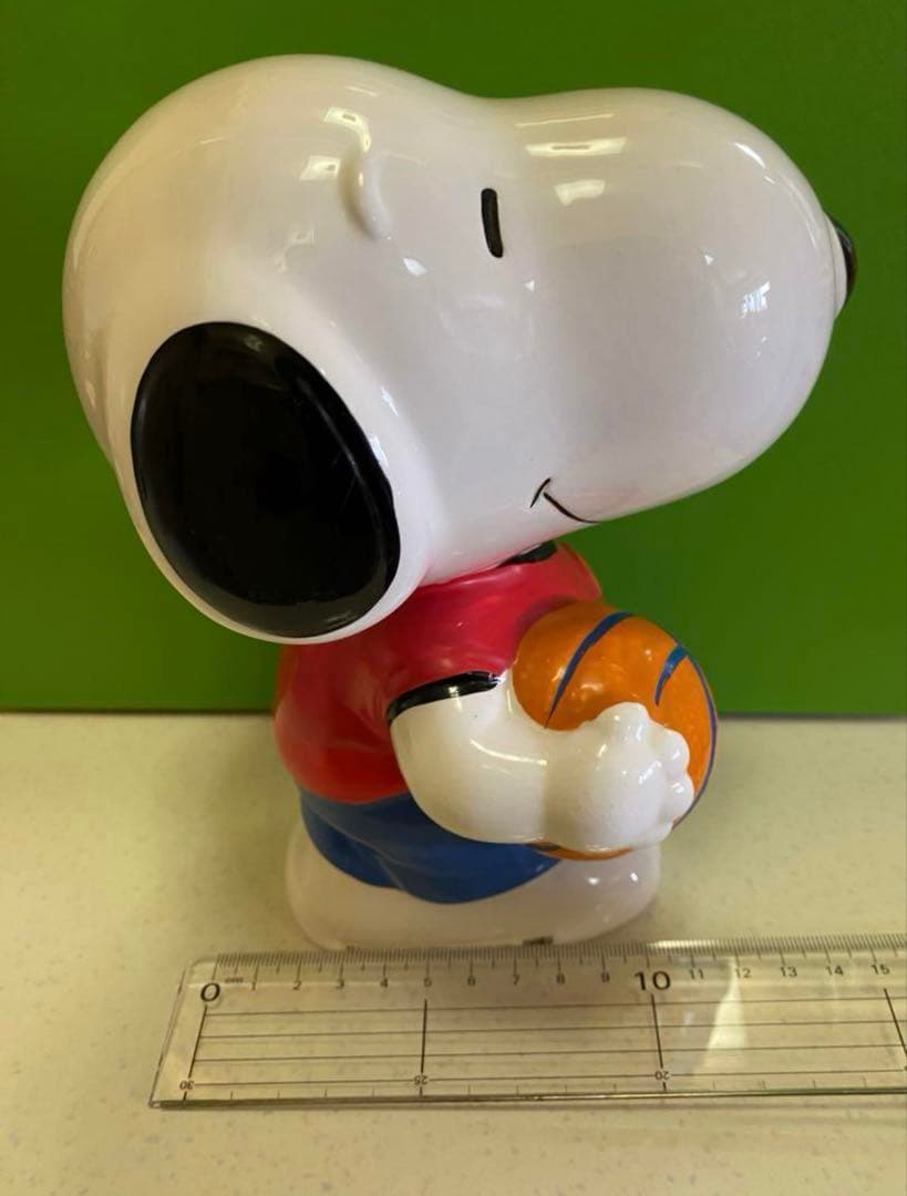 スヌーピー貯金箱陶器　大サイズ　置物　インテリア　野球フィギュア2点セット