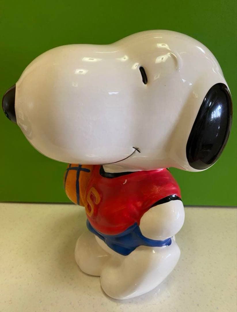 スヌーピー貯金箱陶器　大サイズ　置物　インテリア　野球フィギュア2点セット