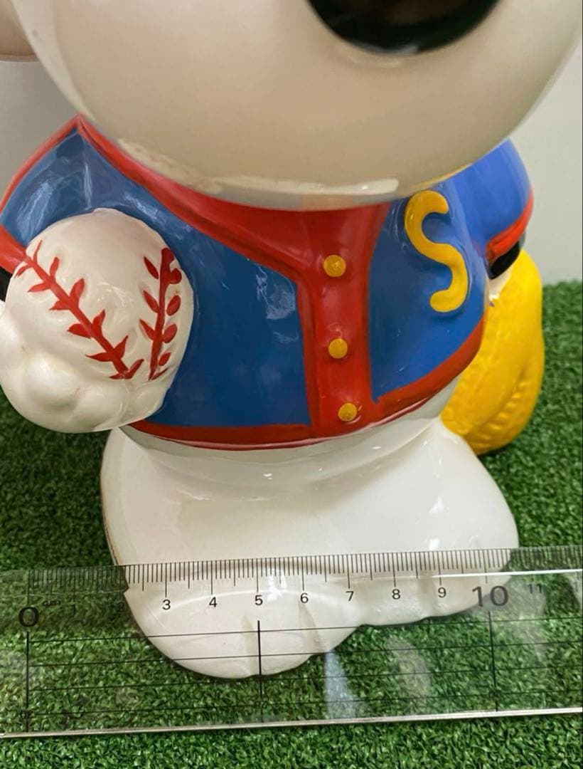 スヌーピー貯金箱陶器　大サイズ　置物　インテリア　野球フィギュア2点セット