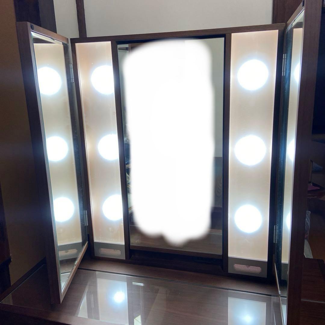 ダークブラウン木製ドレッサー 三面鏡　女優鏡