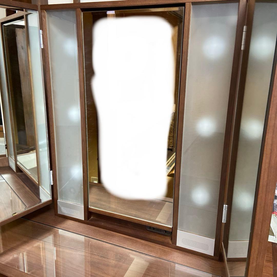 ダークブラウン木製ドレッサー 三面鏡　女優鏡