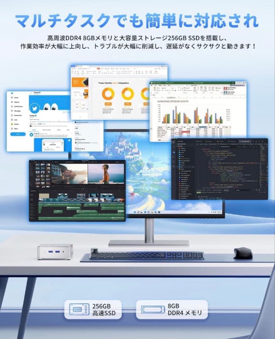 NiPoGi ミニpc N97 8 256 SSD Windows11