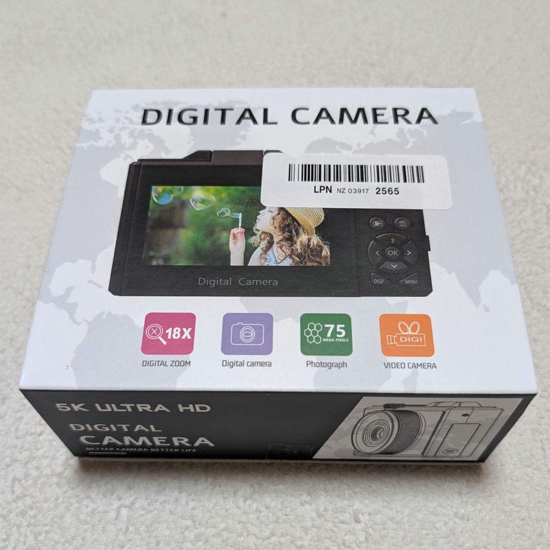5Kデジタルカメラ 18倍ズーム デジカメ 録画 転送機能 白 大画面