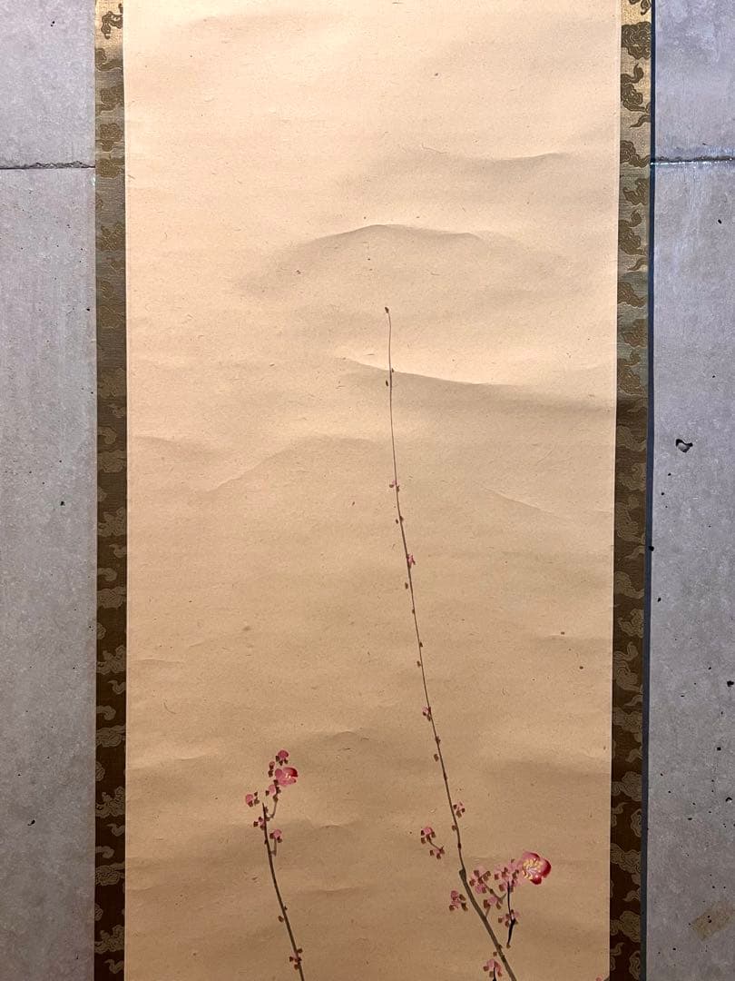 三尾呉石 掛軸 掛け軸「紅梅鶯図」肉筆 大橋翠石師事 日本画 絵画 春 ウグイス