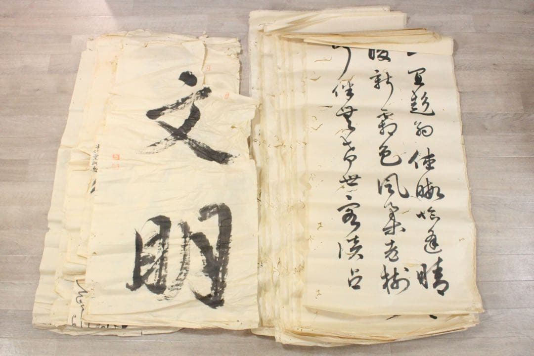 No5286古書画　まくり　48枚　古画　古書　日本画　中国画　古美術　送料無料
