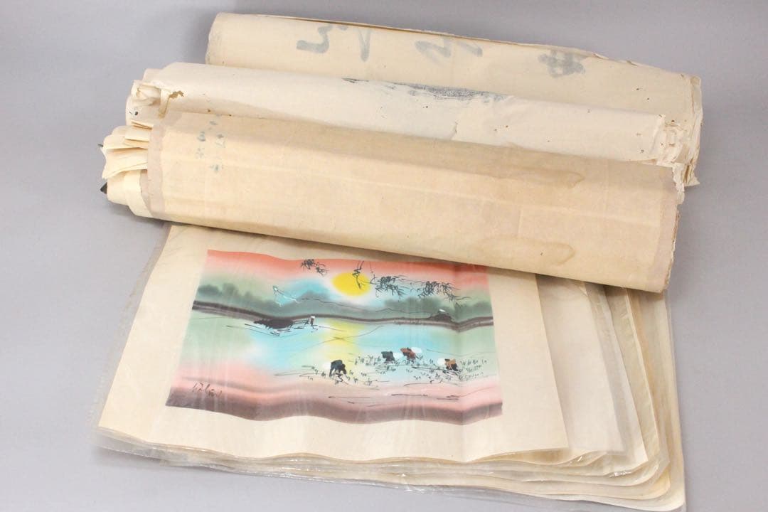 No5286古書画　まくり　48枚　古画　古書　日本画　中国画　古美術　送料無料