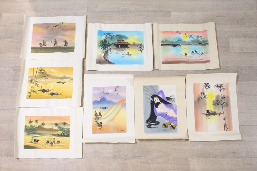 No5286古書画　まくり　48枚　古画　古書　日本画　中国画　古美術　送料無料