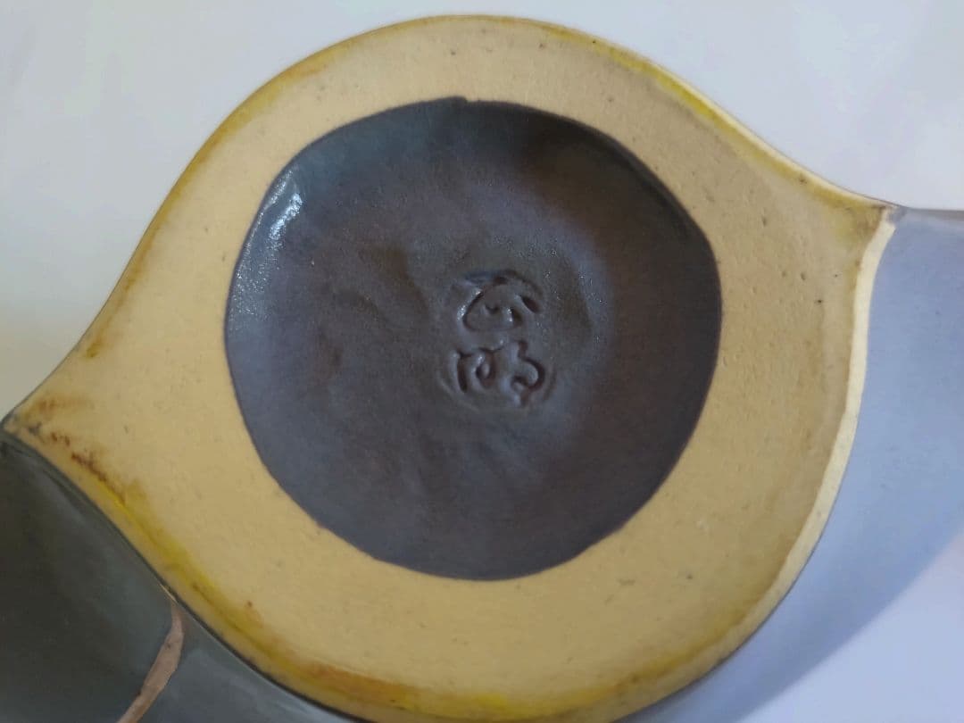 2 小林正明 作　陶器　花器　池坊　華道具　フラワーベース　花瓶 グレー 流線型