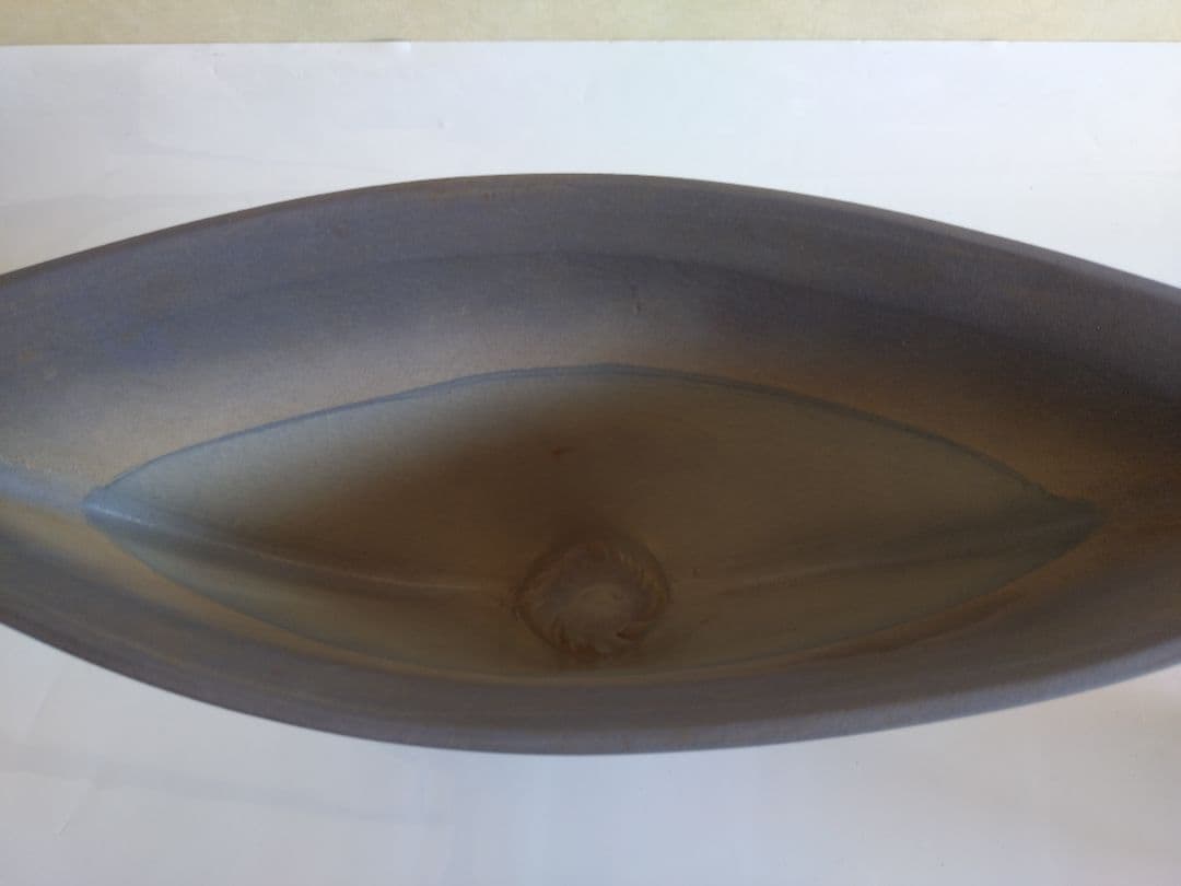 2 小林正明 作　陶器　花器　池坊　華道具　フラワーベース　花瓶 グレー 流線型