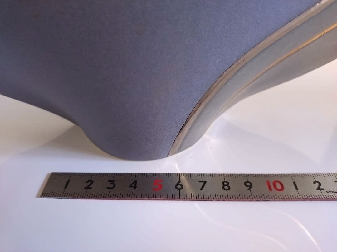 2 小林正明 作　陶器　花器　池坊　華道具　フラワーベース　花瓶 グレー 流線型