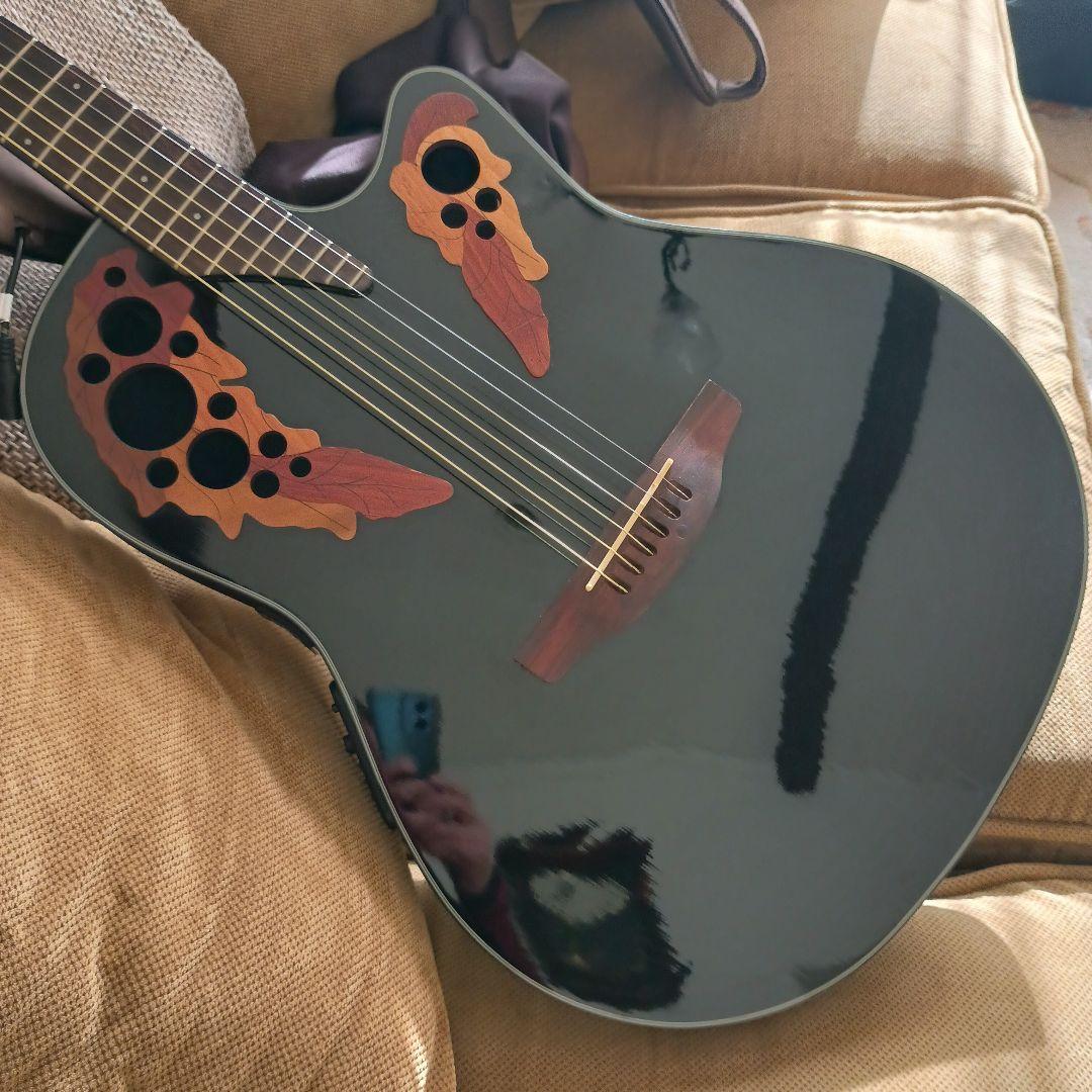 超美品　低弦高　Ovation エレアコギター 黒　Elite　おまけ付き