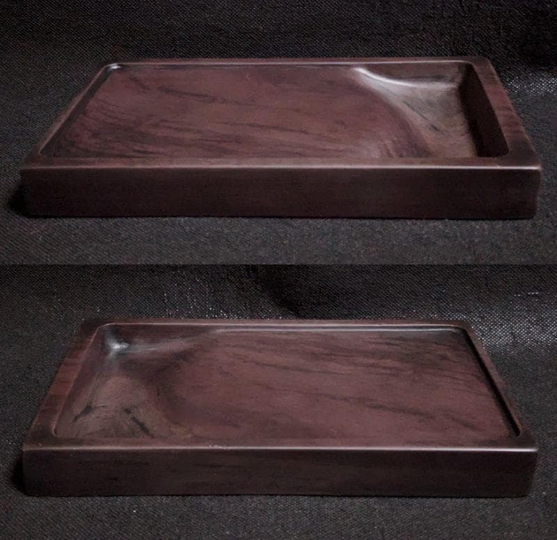 【端硯】◆火捺・馬尾紋・雲渦紋の馬肝色美石◆八吋◆唐木箱◆北嶺◆文革期◆検→端渓