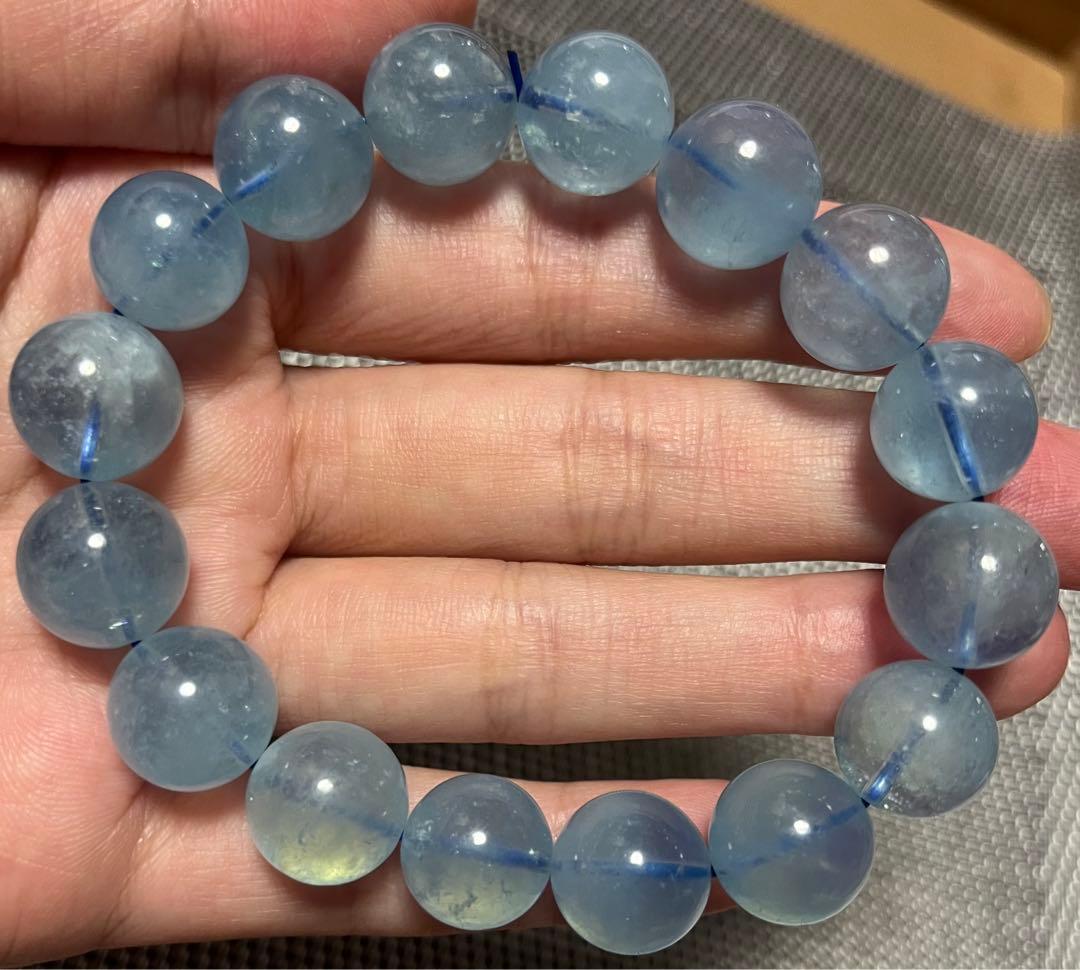 高品質アクアマリン ブレスレット 約13mm   ①