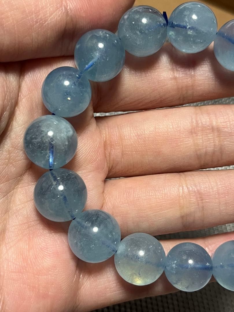 高品質アクアマリン ブレスレット 約13mm   ①