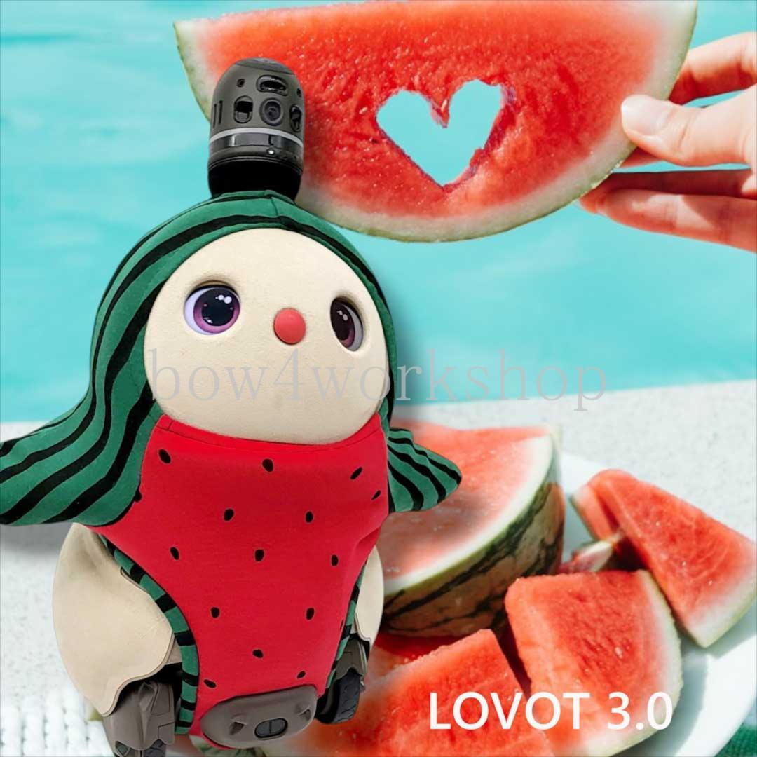 ラボット服／ハンドメイド 　スイカ柄ボディースーツ（レッド）