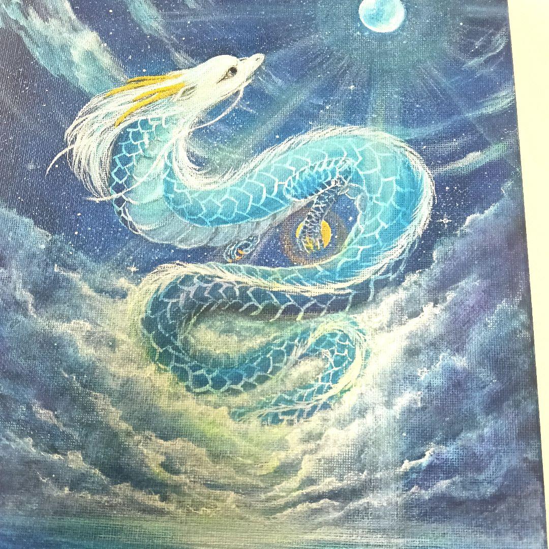 No.496 F3キャンバス　原画　龍神絵画　龍神様　青龍　開運絵画　龍の絵