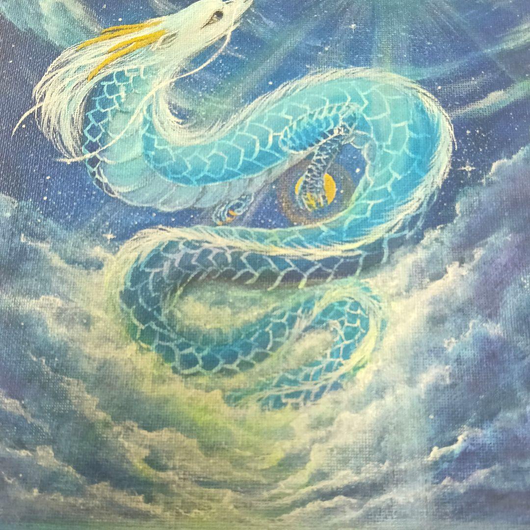 No.496 F3キャンバス　原画　龍神絵画　龍神様　青龍　開運絵画　龍の絵