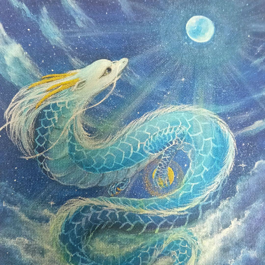 No.496 F3キャンバス　原画　龍神絵画　龍神様　青龍　開運絵画　龍の絵