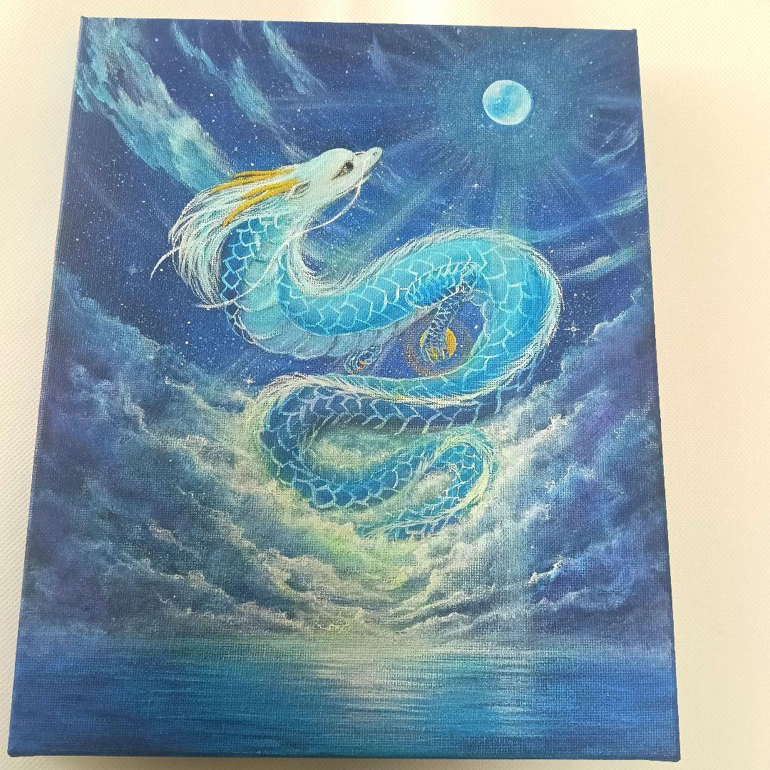 No.496 F3キャンバス　原画　龍神絵画　龍神様　青龍　開運絵画　龍の絵