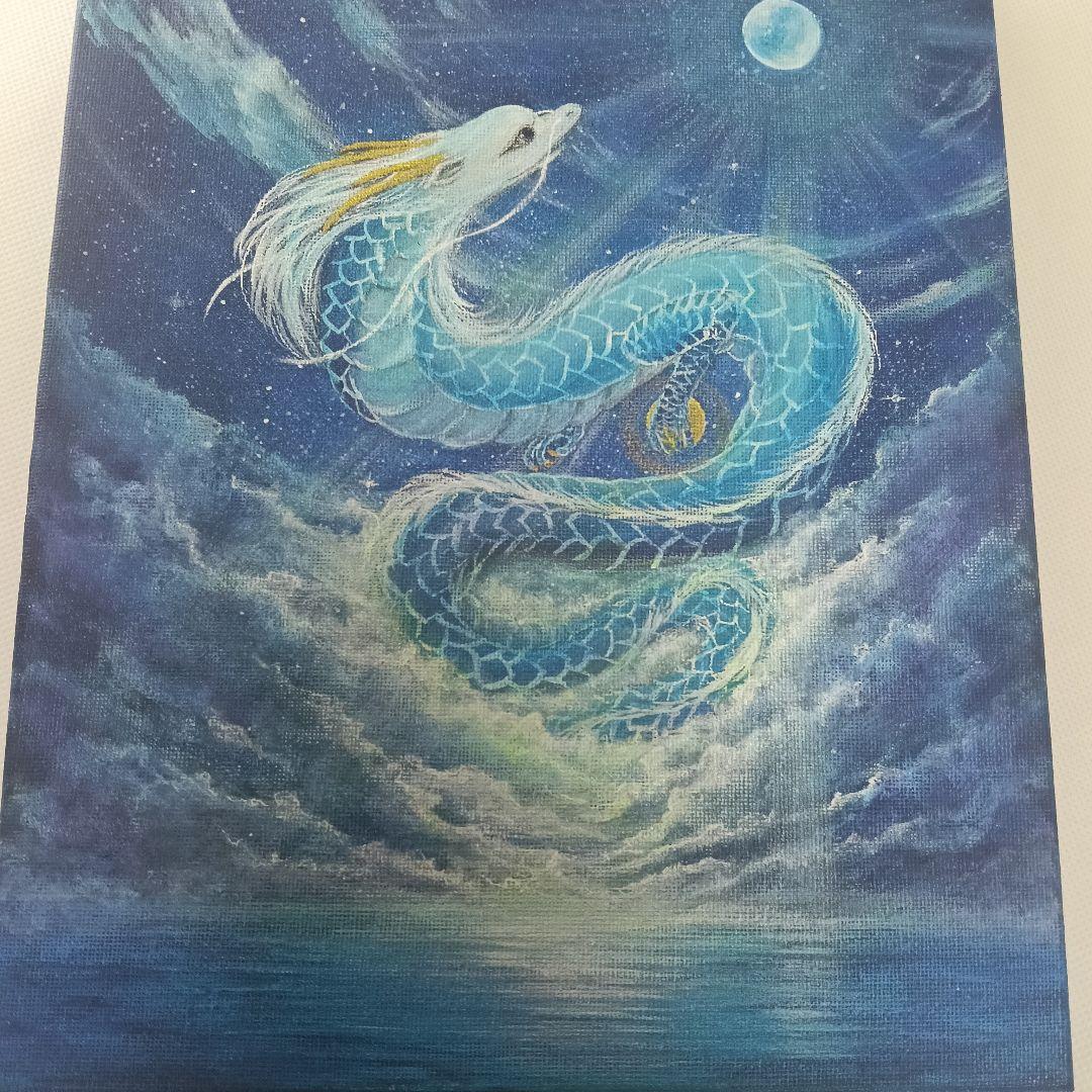 No.496 F3キャンバス　原画　龍神絵画　龍神様　青龍　開運絵画　龍の絵