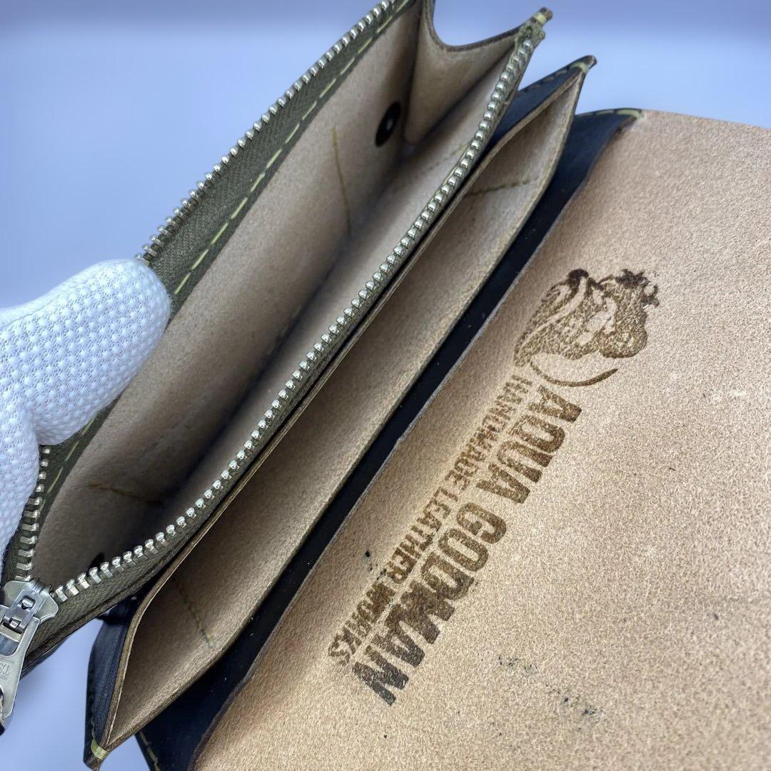 週末限定 無骨なハンドメイド 丘染めブラック 3層 ロングトラッカーウォレット