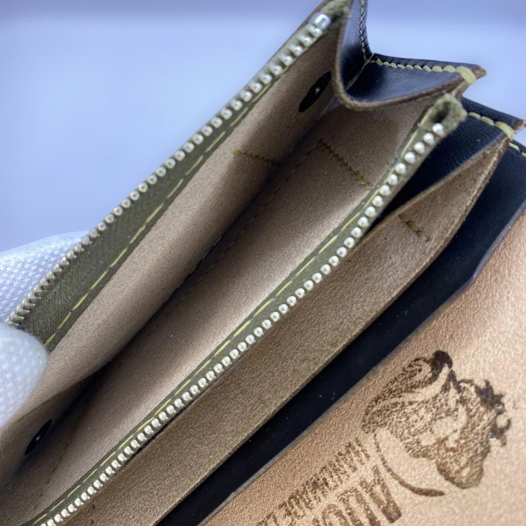 週末限定 無骨なハンドメイド 丘染めブラック 3層 ロングトラッカーウォレット