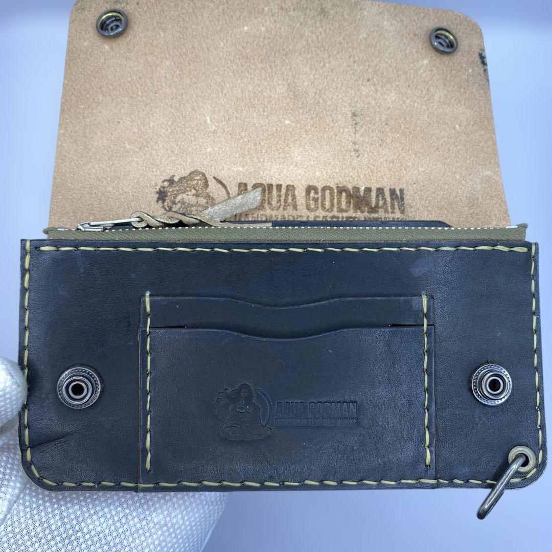 週末限定 無骨なハンドメイド 丘染めブラック 3層 ロングトラッカーウォレット