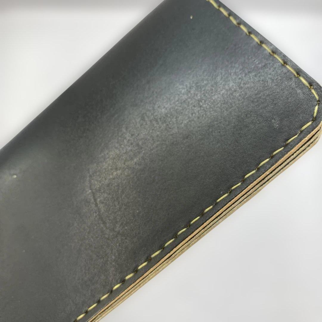 週末限定 無骨なハンドメイド 丘染めブラック 3層 ロングトラッカーウォレット