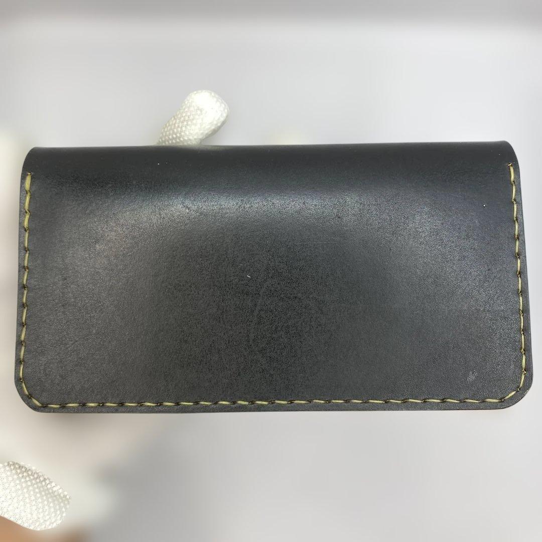 週末限定 無骨なハンドメイド 丘染めブラック 3層 ロングトラッカーウォレット