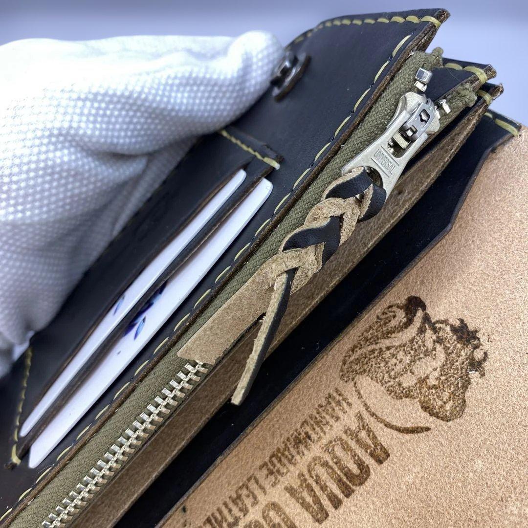 週末限定 無骨なハンドメイド 丘染めブラック 3層 ロングトラッカーウォレット