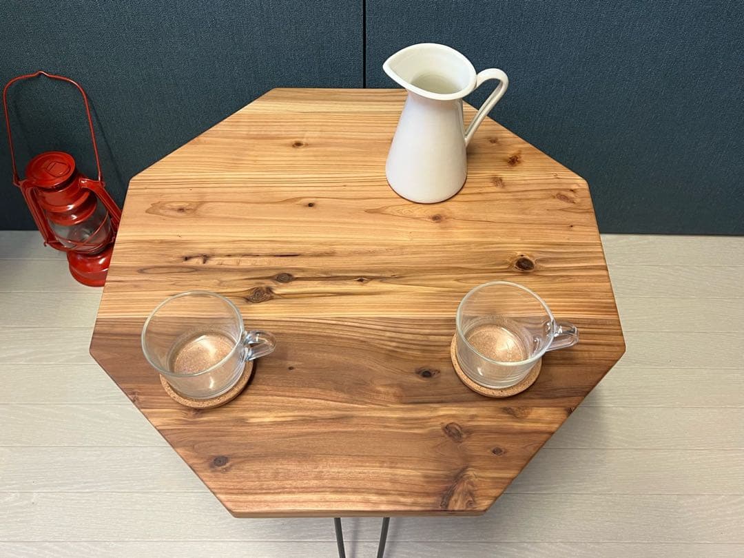 【送料無料】 ローテーブル 8角 60cm スギ ナチュラル 折りたたみ黒脚