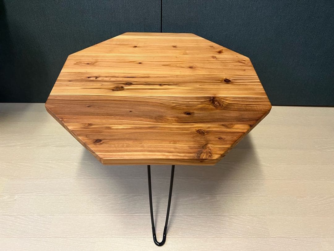 【送料無料】 ローテーブル 8角 60cm スギ ナチュラル 折りたたみ黒脚