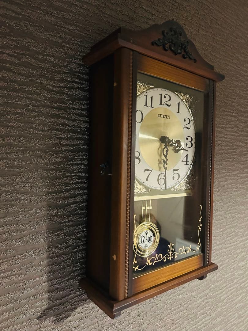 【昭和レトロ】CITIZEN 振り子付きアナログ時計 動作確認済 完動品