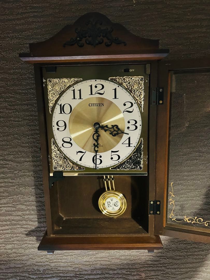 【昭和レトロ】CITIZEN 振り子付きアナログ時計 動作確認済 完動品